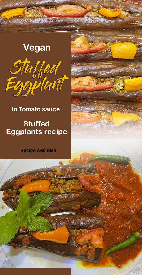 Vegan Stuffed Eggplant in Tomato sauce